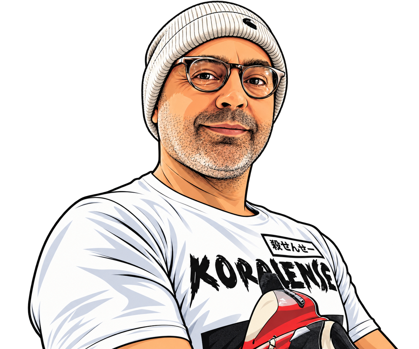 Illustrated portrait of David Mertens, street photographer