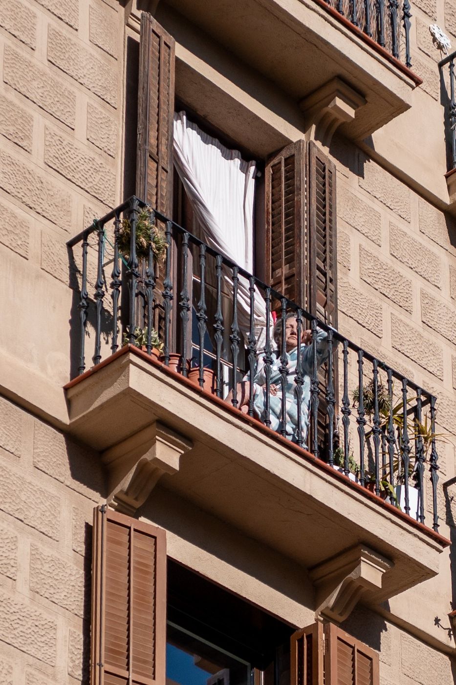 Wrought-iron balcony on a Catalan fa&ccedil;ade, Barcelona