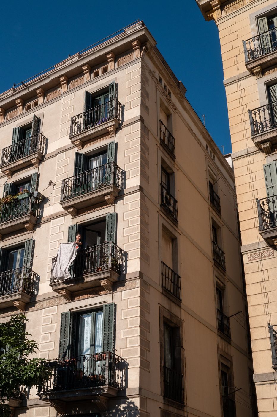 Catalan fa&ccedil;ades with wrought-iron balconies, Barcelona