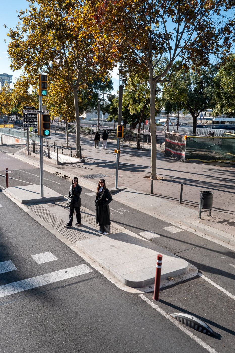Tree-lined avenue with passersby, Barcelona