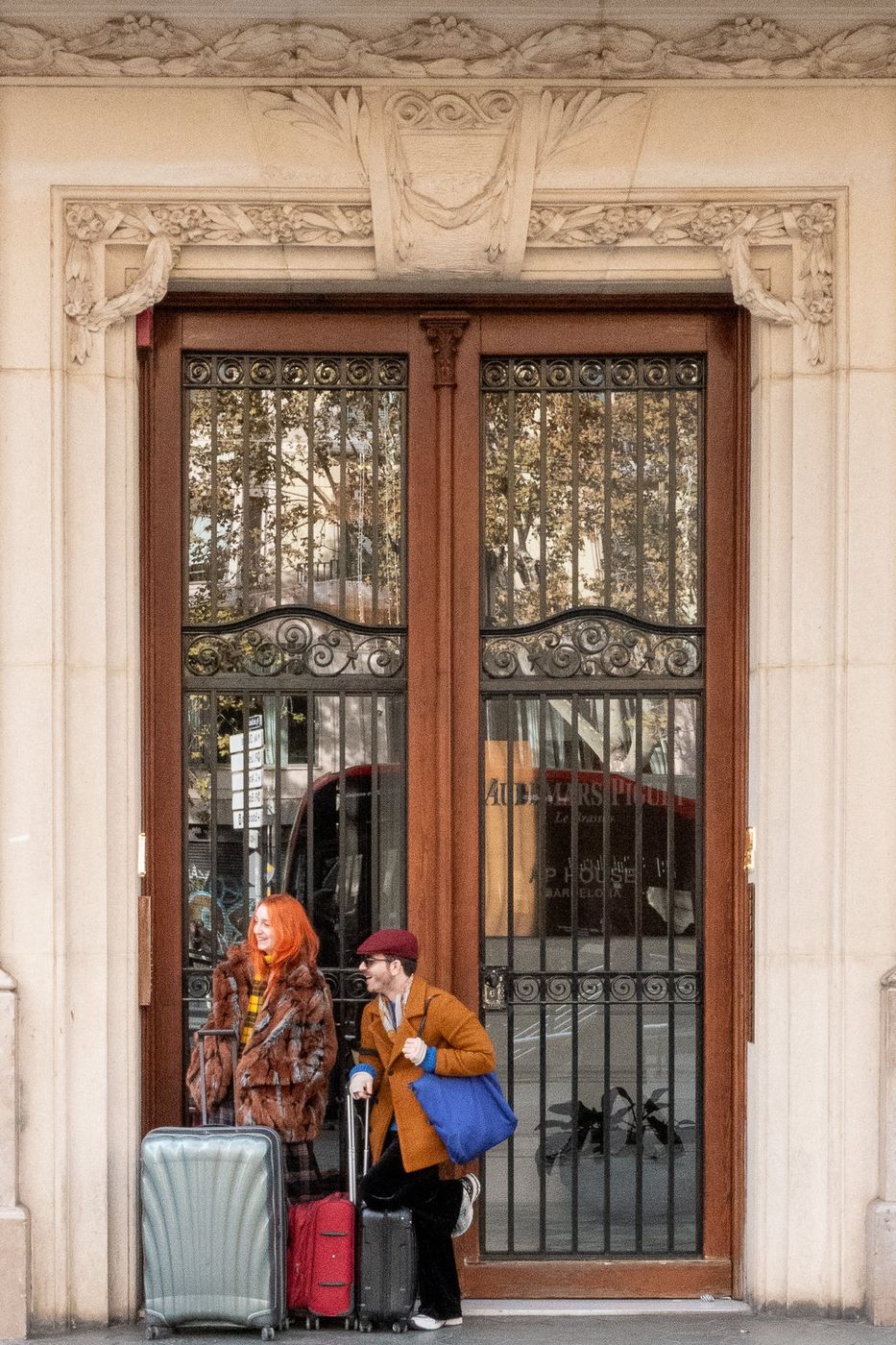 Old wooden door of a Catalan building, Barcelona