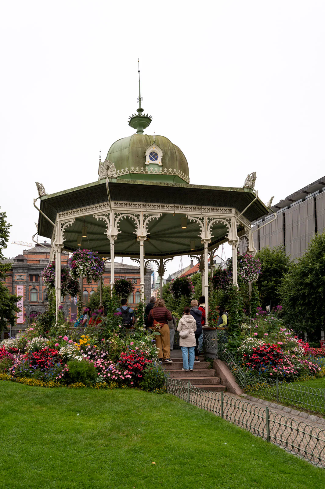 The park bandstand surrounded by flower beds, Bergen