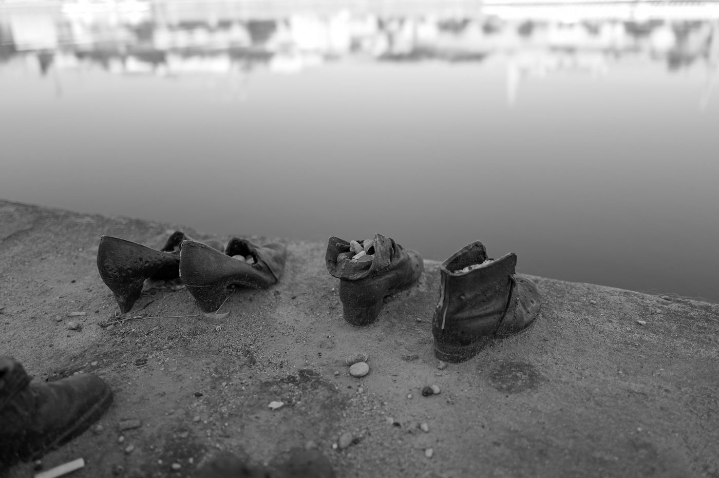 Bronze shoes of the memorial to the victims on the bank of the Danube, Budapest