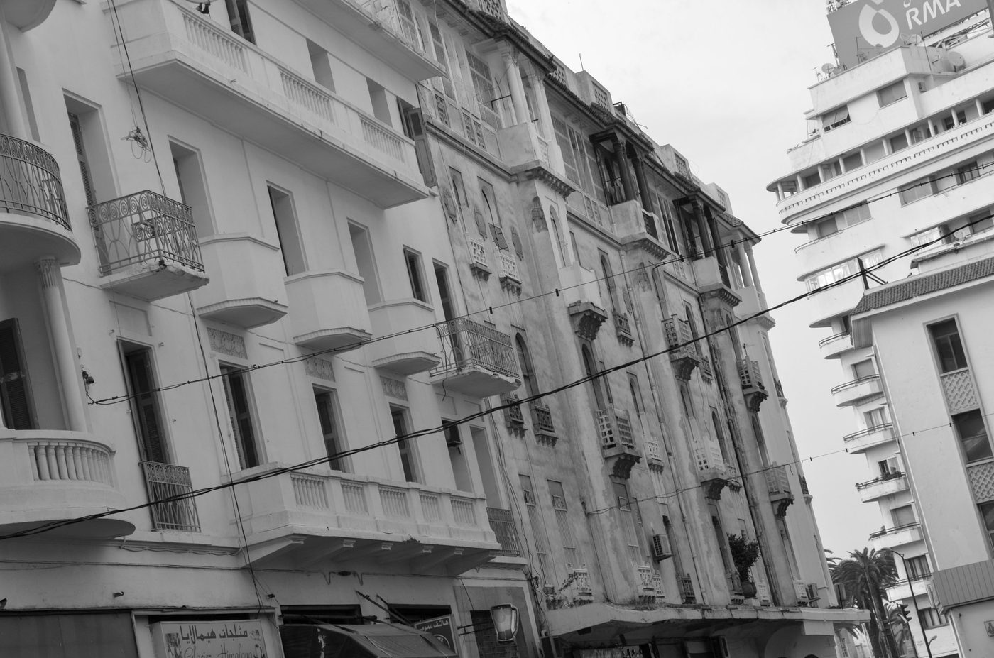 Art Deco facades lined up along a downtown street, Casablanca
