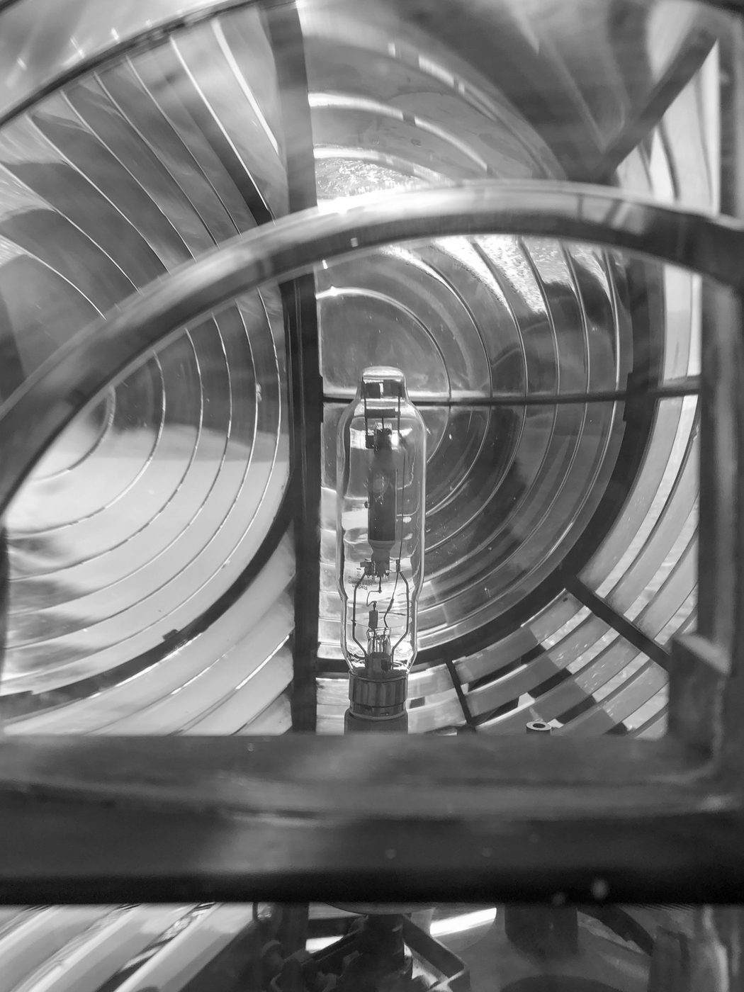 Light bulb at the heart of the lighthouse's Fresnel lenses, Casablanca