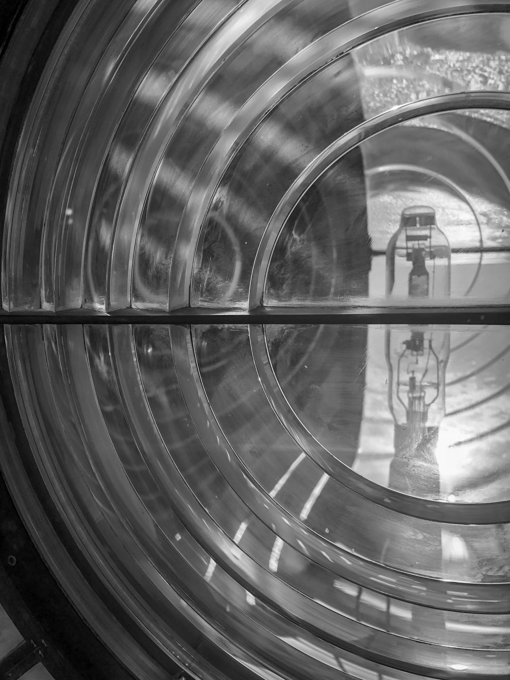 Concentric rings of a lighthouse lens seen up close, Casablanca