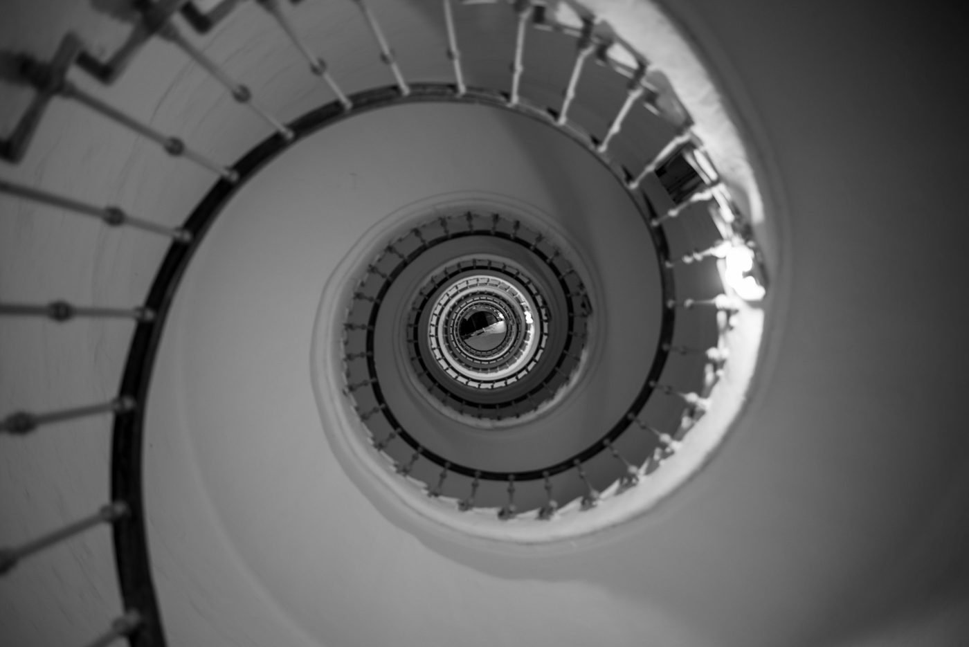 Spiral staircase seen from the top of the lighthouse, Casablanca