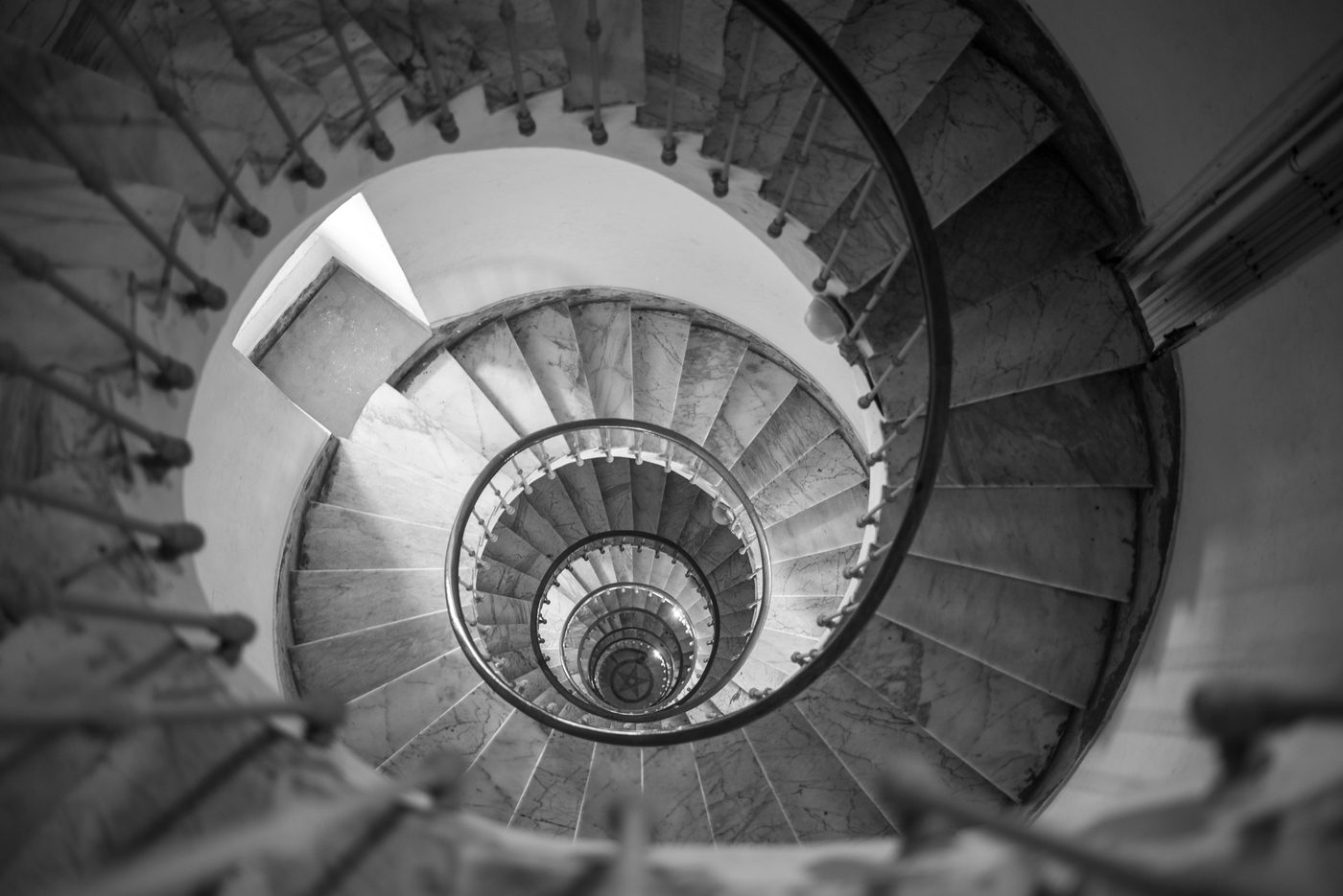 Marble staircase winding in an elegant spiral, Casablanca
