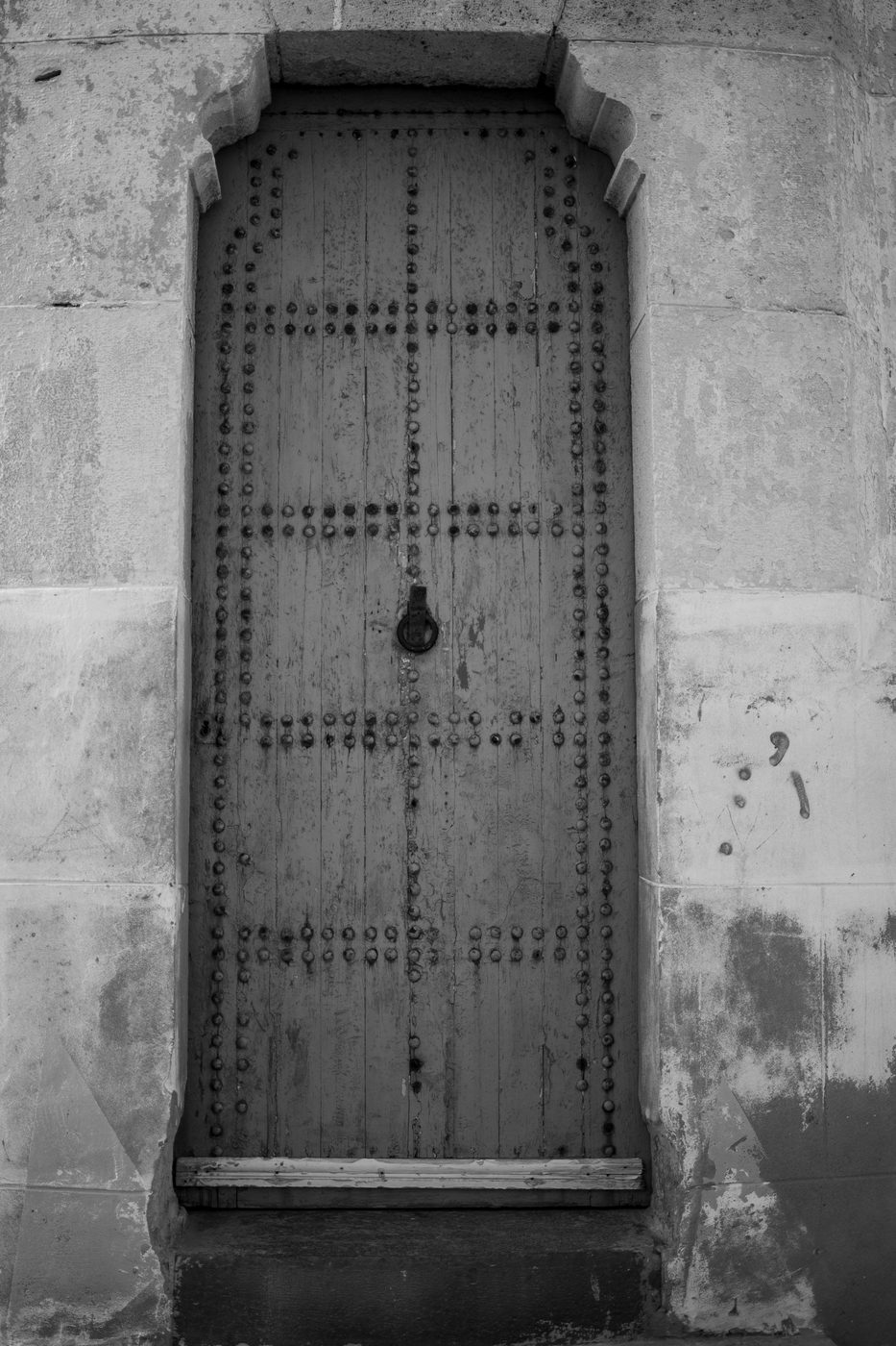 Studded wooden door fitted with a round knocker, Casablanca