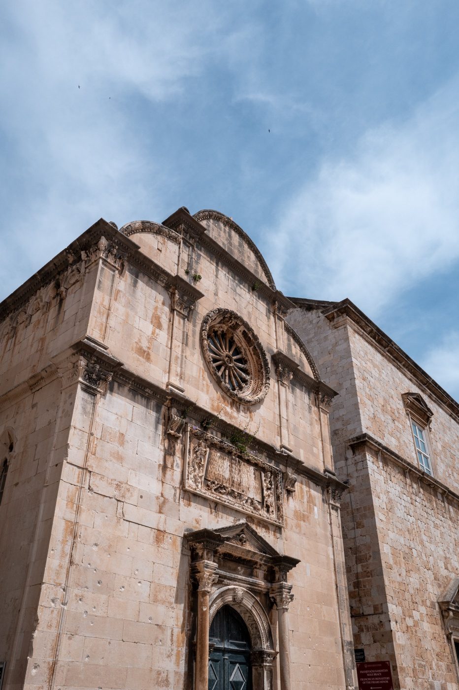 Baroque stone facade of the Franciscan monastery, Dubrovnik