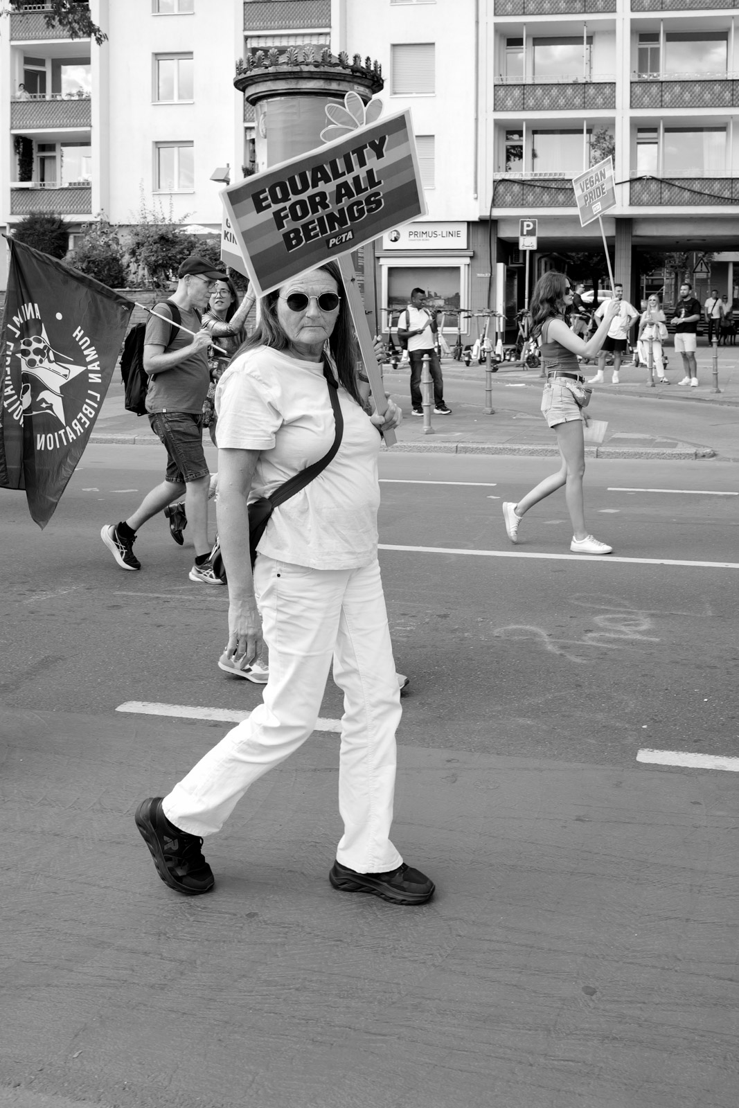 Manifestants portant des drapeaux 