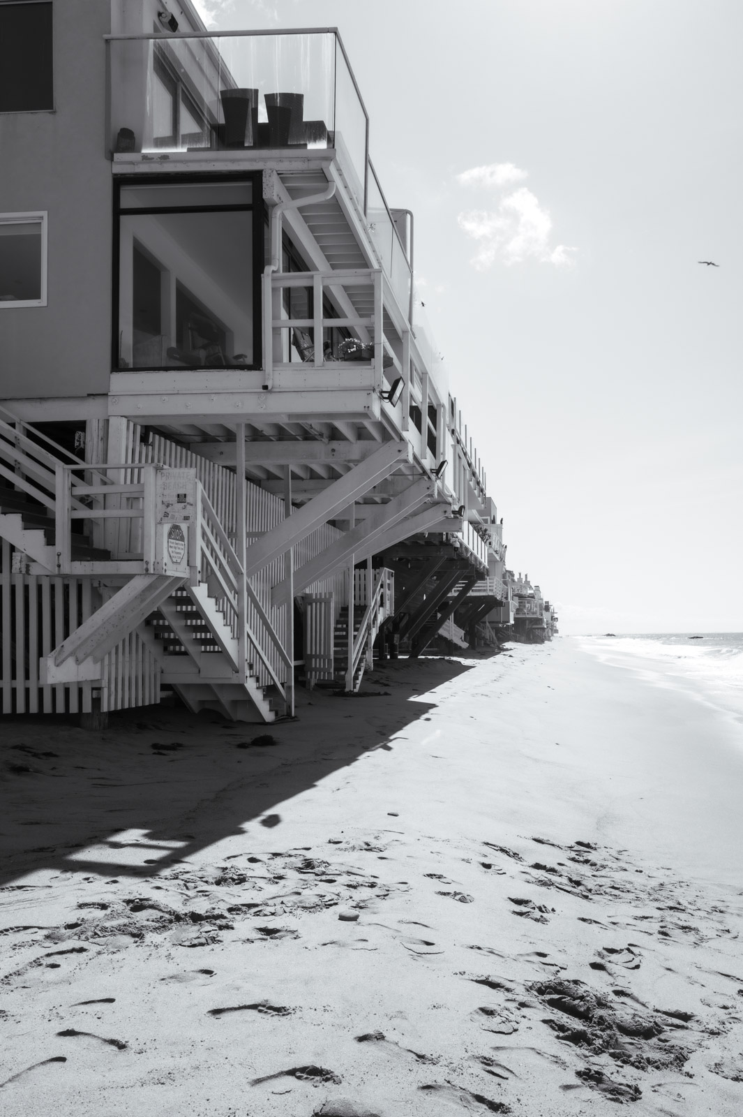 Stilt beach houses at sunrise, Los Angeles