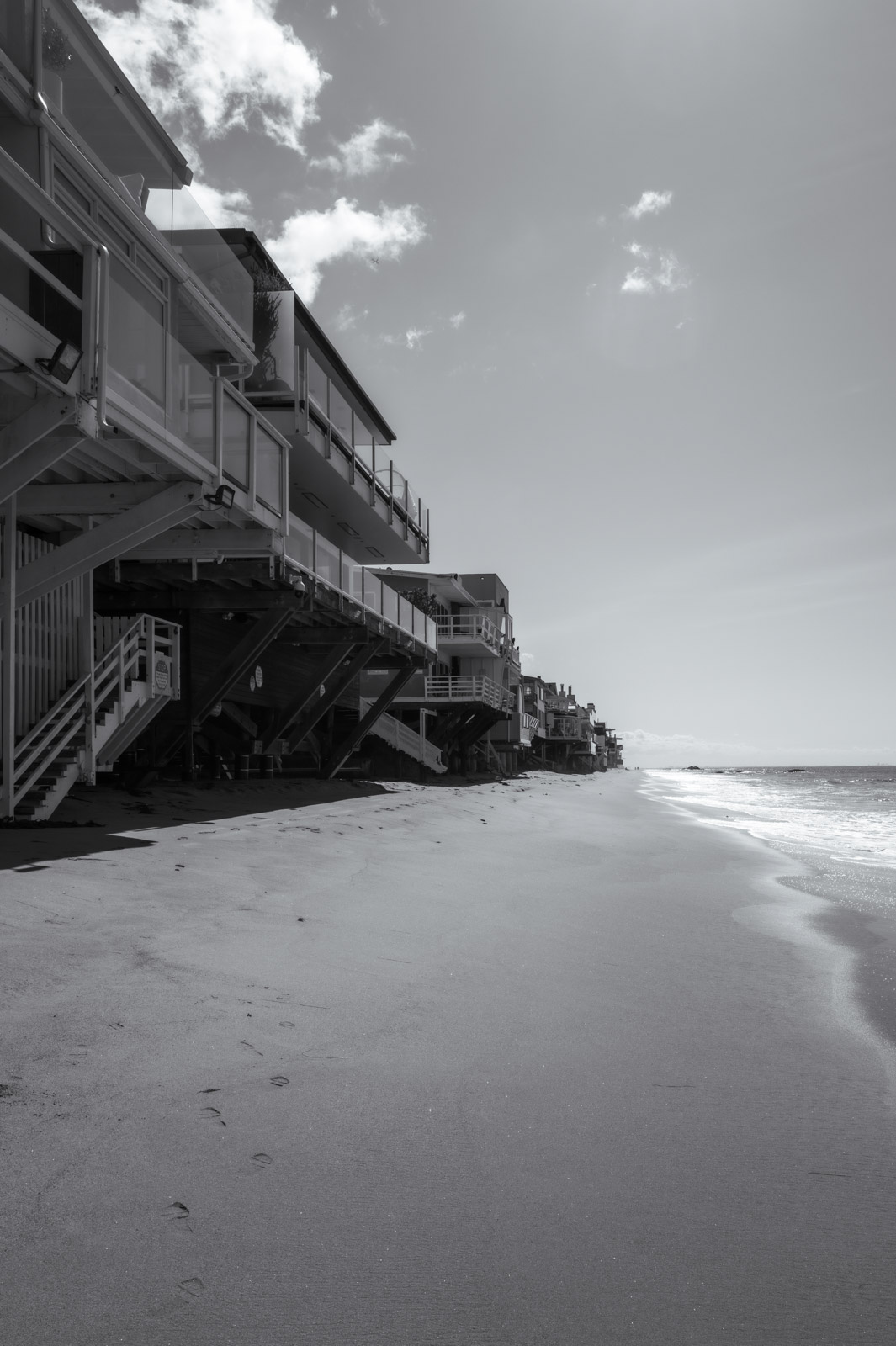 Stilt beach houses facing the ocean, Los Angeles
