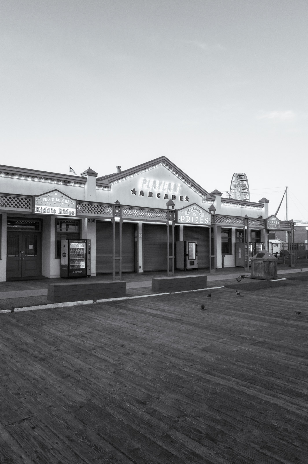 Wooden facade of a boardwalk building, Los Angeles
