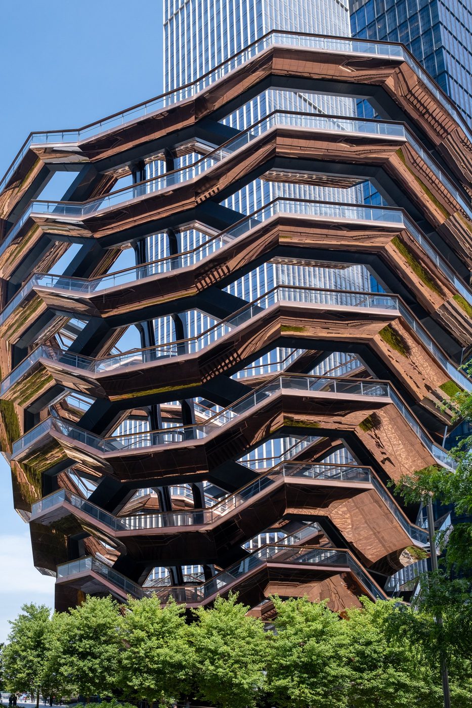 Copper honeycomb structure of the Vessel at Hudson Yards, New York