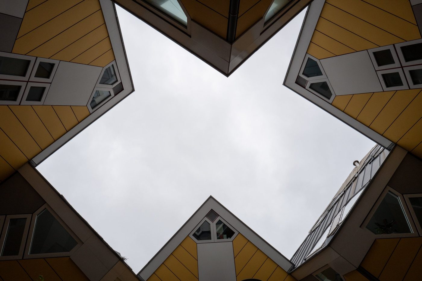 Star-shaped light well between the cube houses, Rotterdam