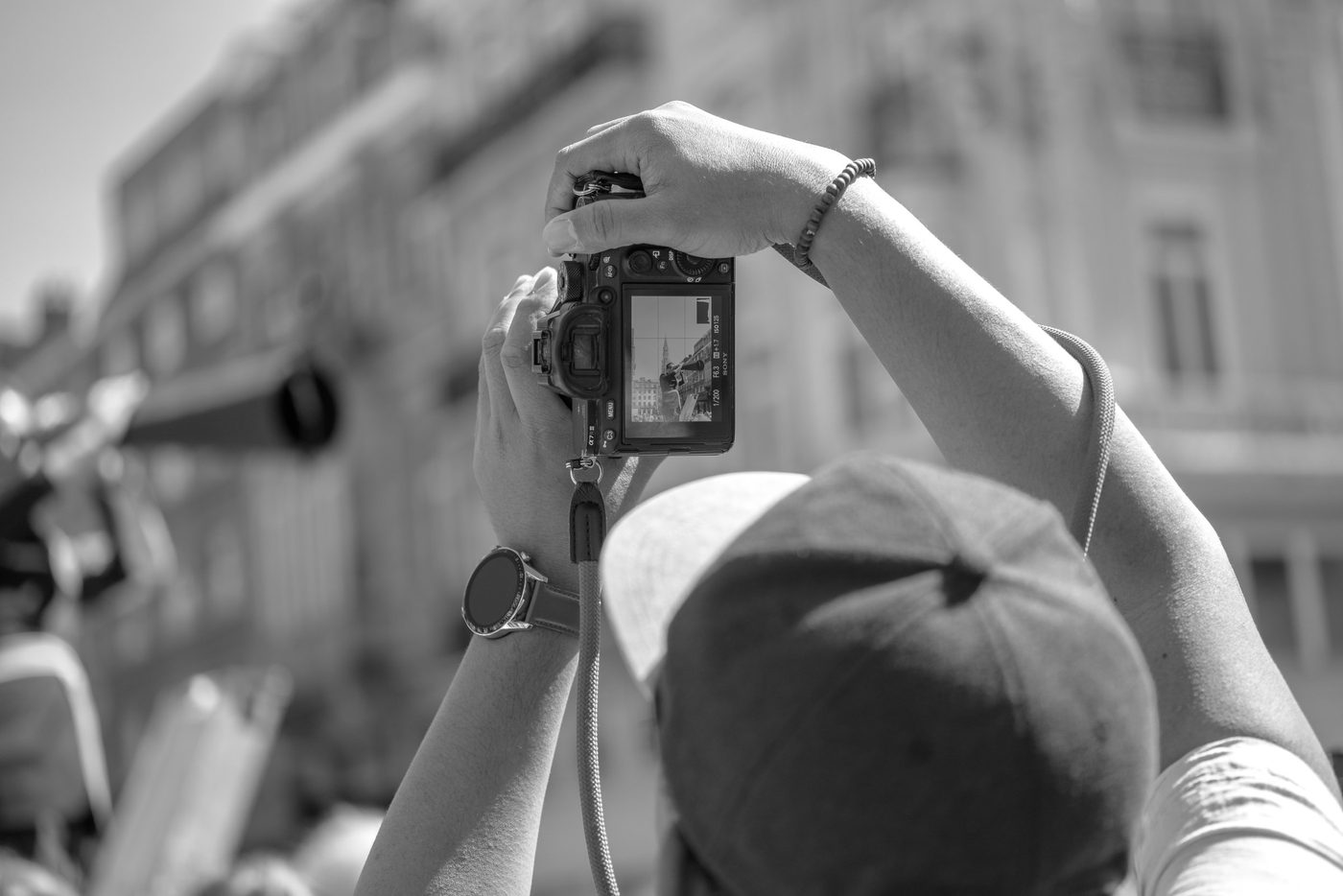 Photographer in action at the Zinneke Parade, Brussels (plate 017)