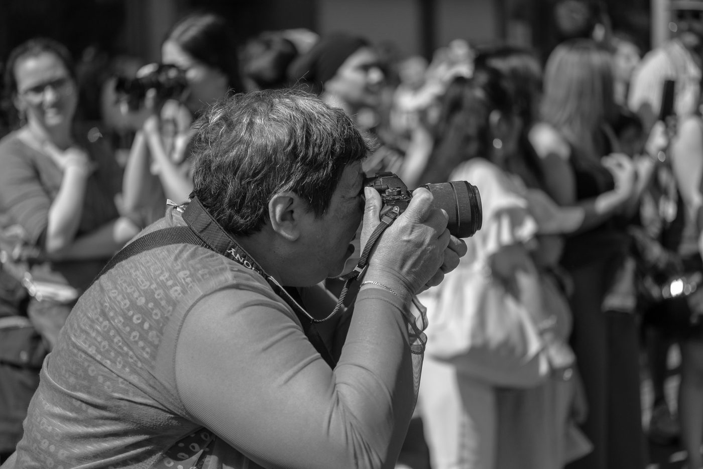 Photographer in action at the Zinneke Parade, Brussels (plate 020)