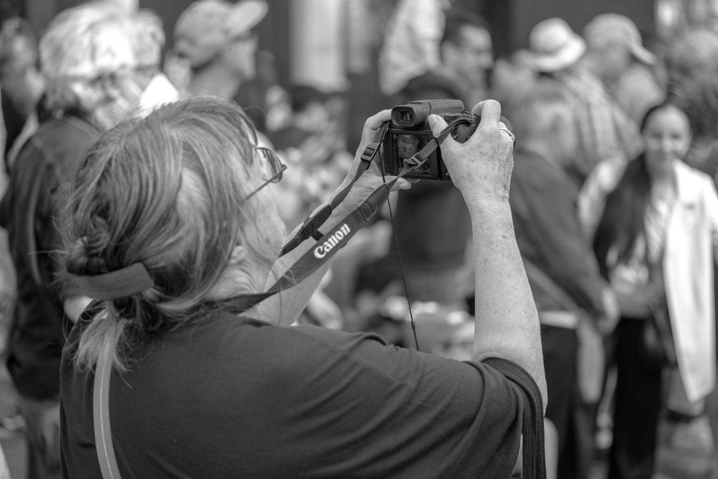 Photographer in action at the Zinneke Parade, Brussels (plate 035)