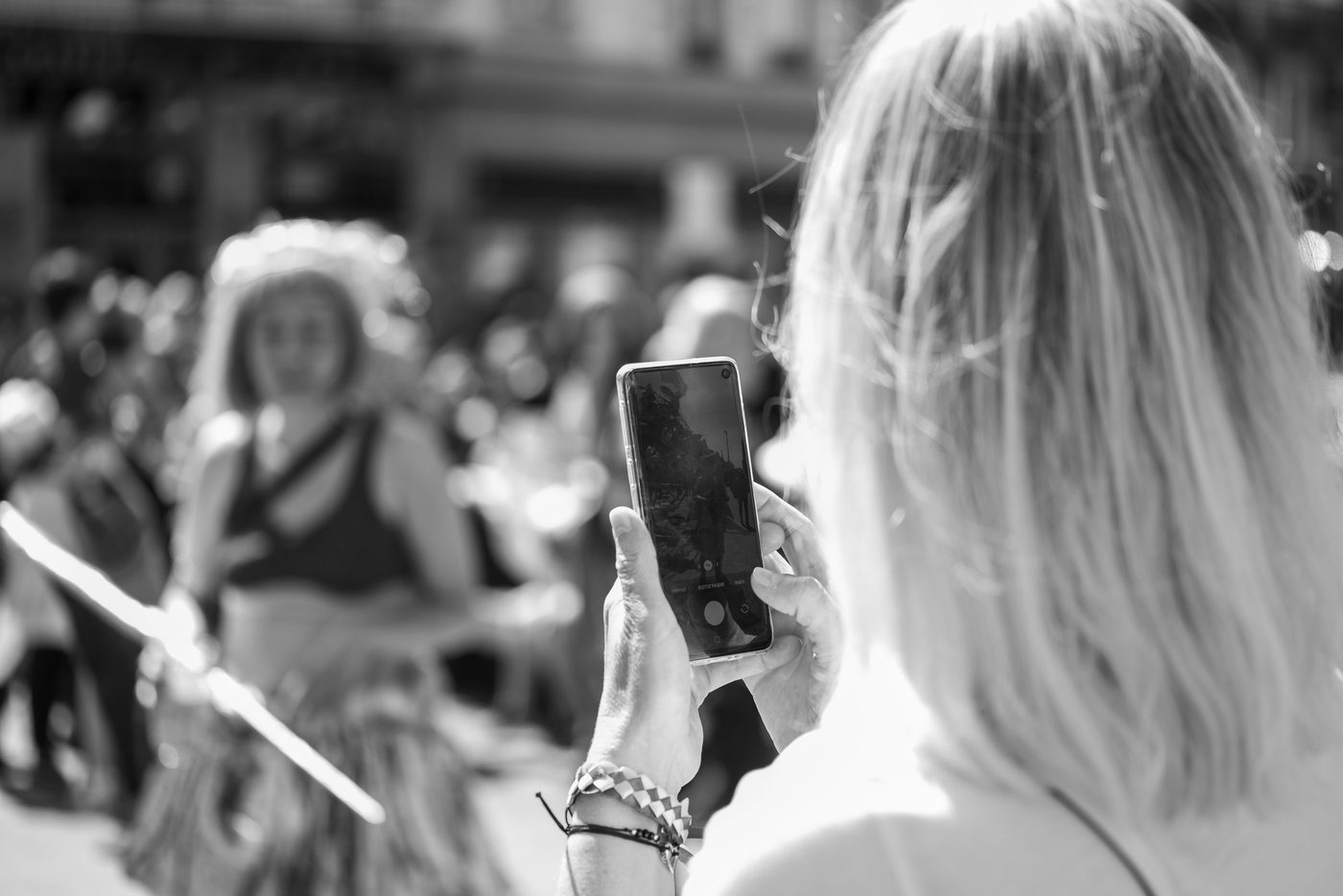 Photographer in action at the Zinneke Parade, Brussels (plate 051)