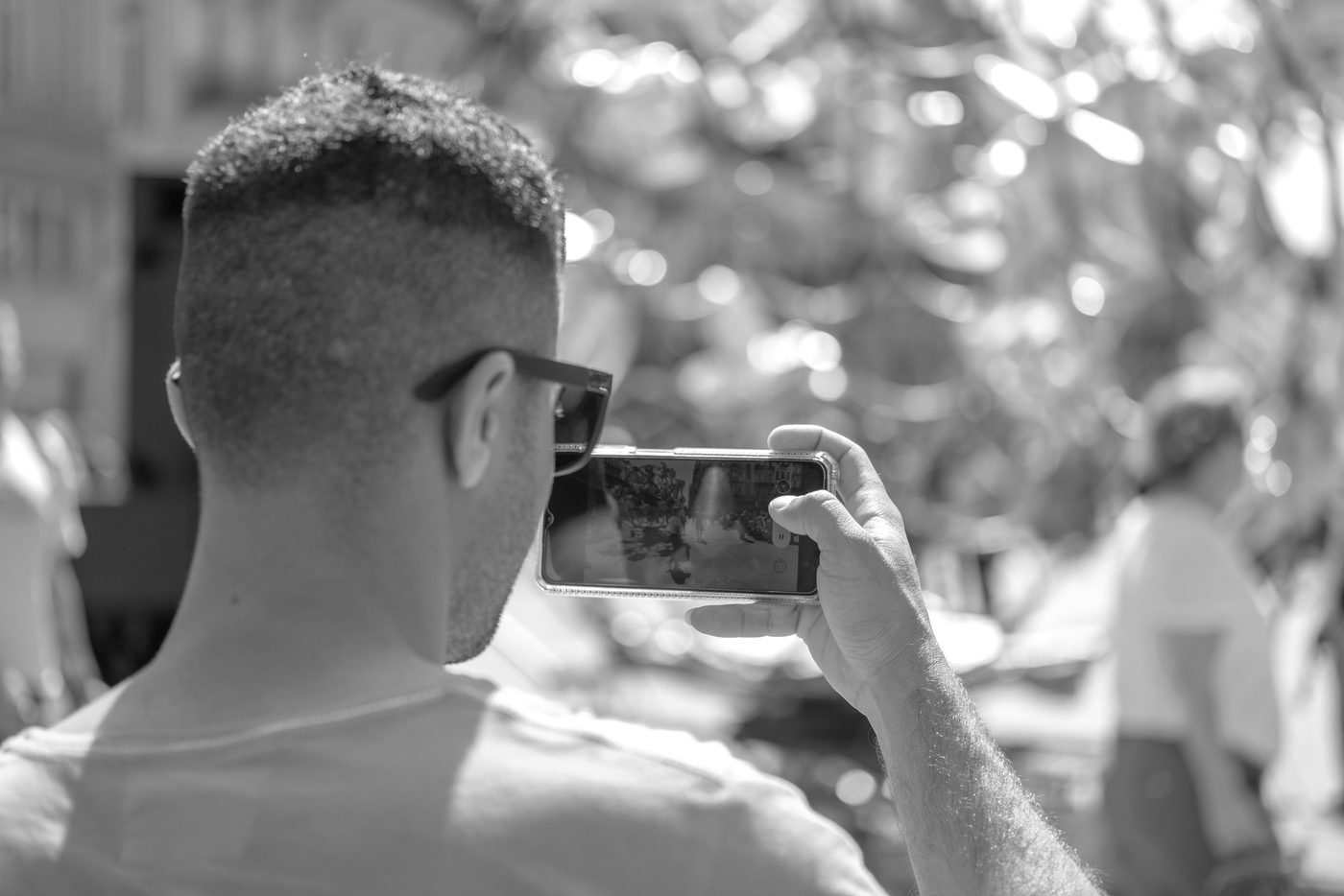 Photographer in action at the Zinneke Parade, Brussels (plate 065)