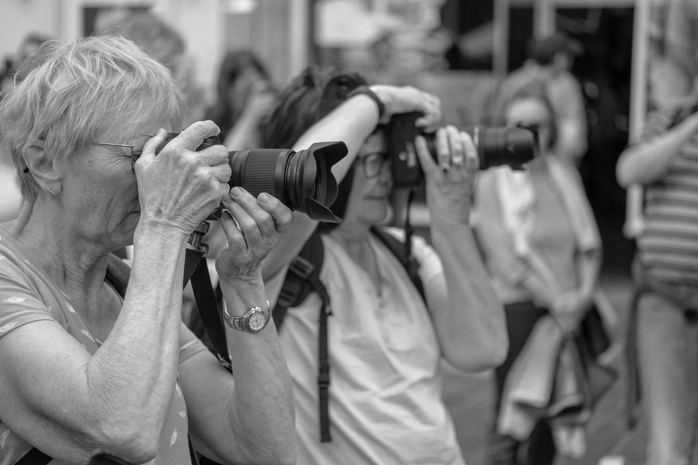 Photographer in action at the Zinneke Parade, Brussels (plate 070)