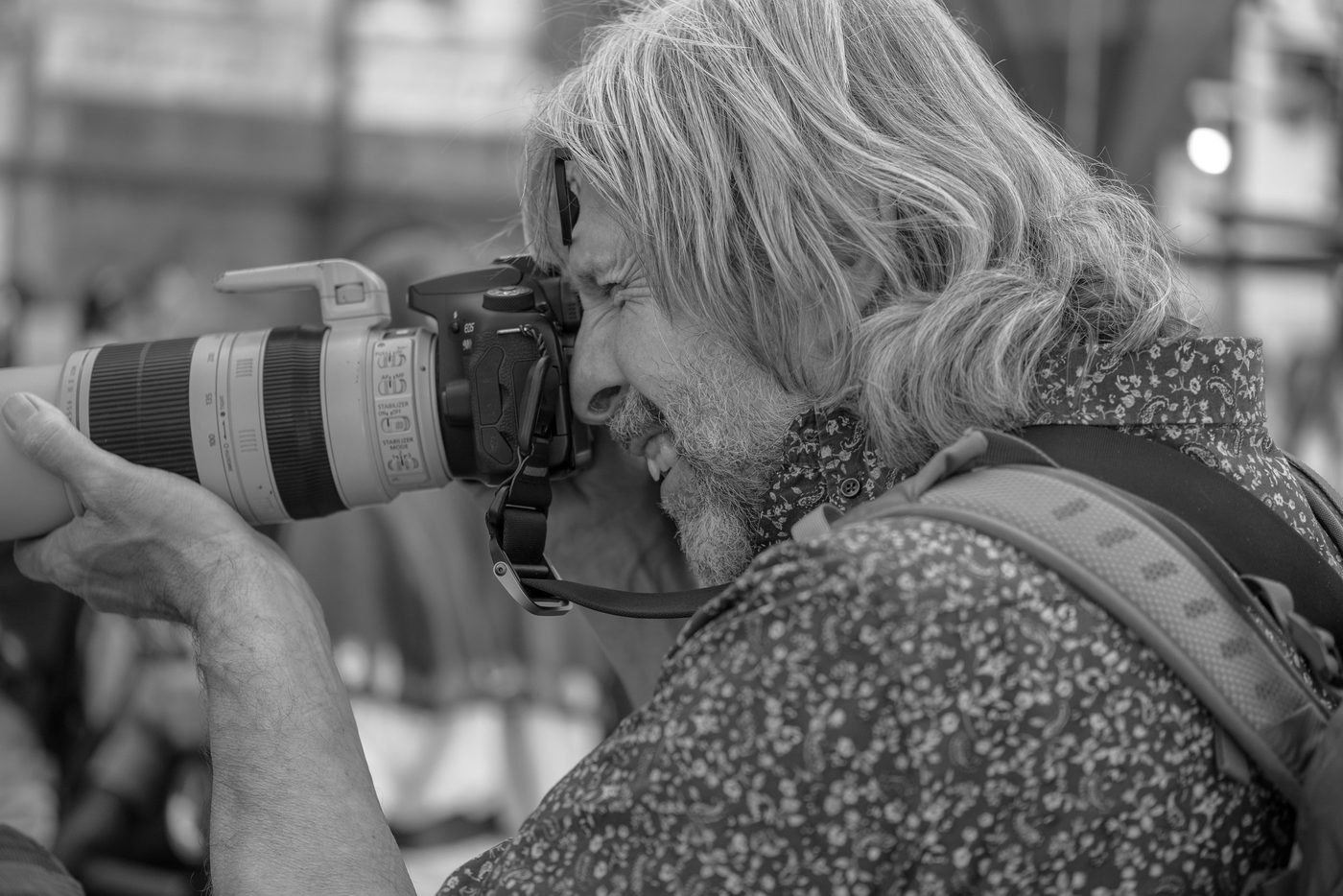 Photographer in action at the Zinneke Parade, Brussels (plate 093)