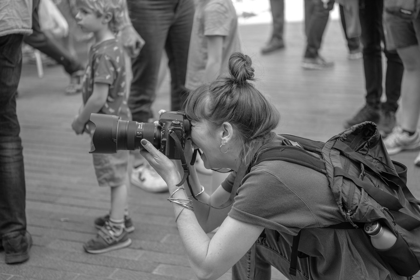 Photographer in action at the Zinneke Parade, Brussels (plate 097)
