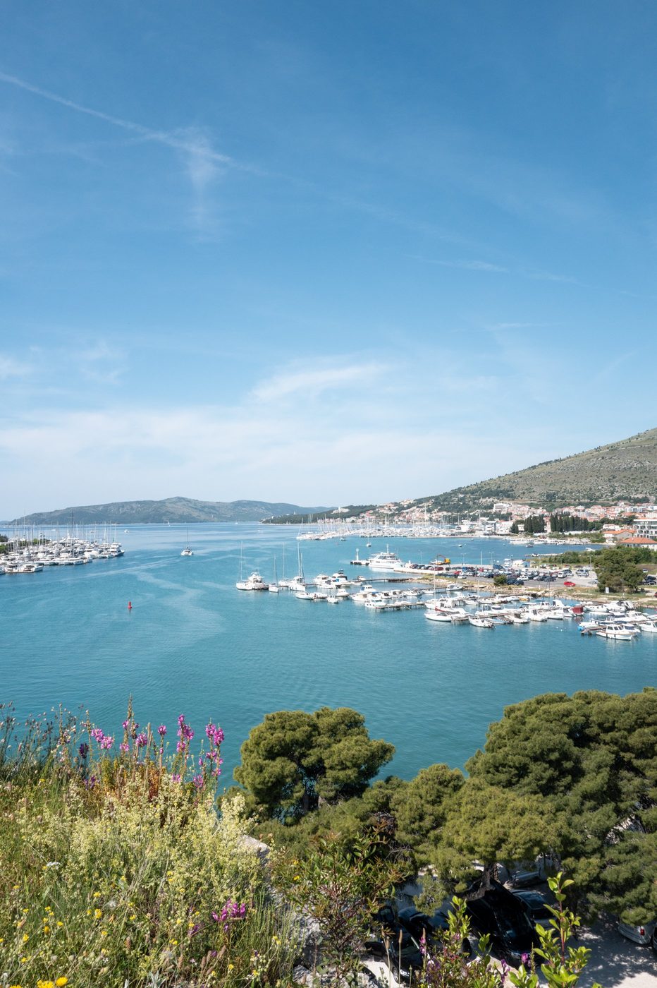High-angle view of the bay and marina from the flowering heights, Trogir