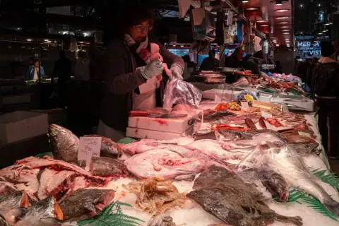 Etal de poissonnerie au marche de la Boqueria, Barcelone
