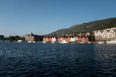 Vågen harbour and its quays in the evening sun, Bergen