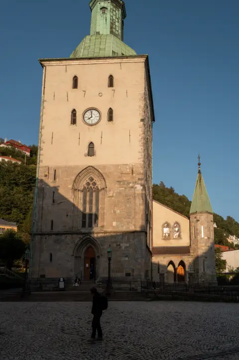 The cathedral tower in the evening light, Bergen