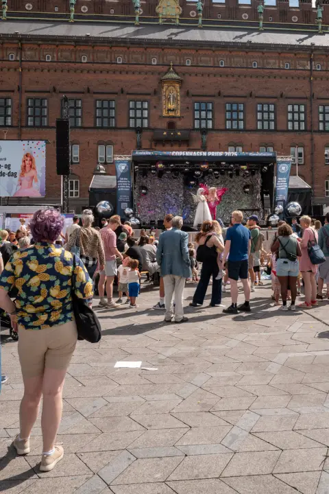 The crowd in front of a stage set up facing the City Hall, Copenhagen